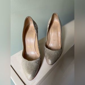 Christian Louboutin gold sequened pumps, size 37 US 6.